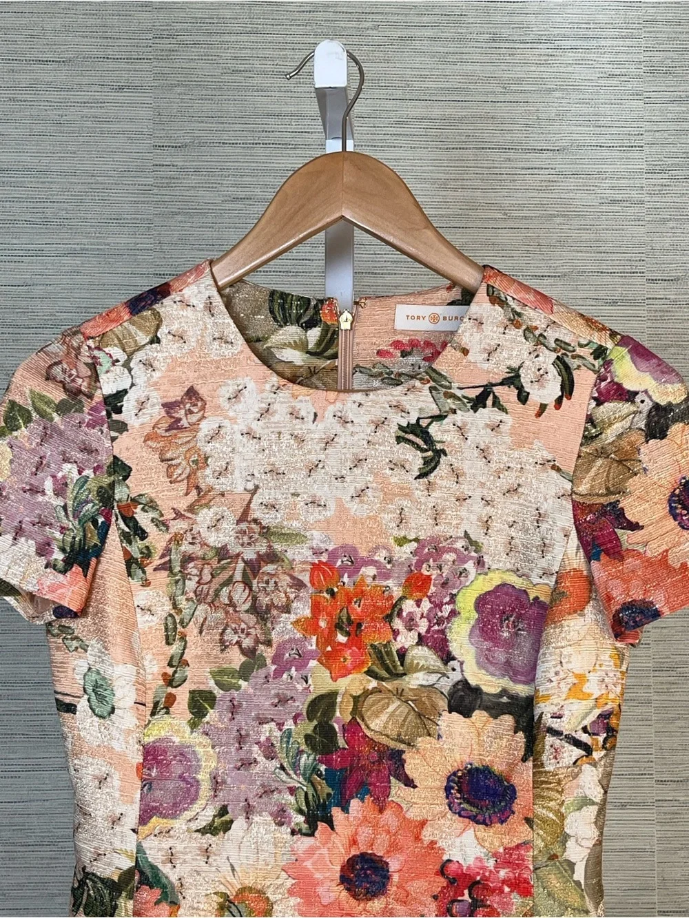 Tory Burch Garden Party Kaley Floral Mini Sheath Dress Tweed Women’s Size 0
